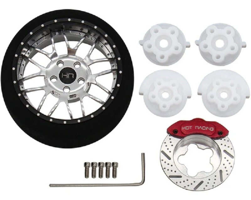 Hot Racing Silver 8 Double Spoke Aluminum Tx Steering Wheels HRSW38608