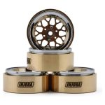 Injora 1.3In ModuWheel Brass & Aluminum Micro Rock Crawler Beadlock Wheels (43g ea) (Bronze/Chrome) (4)