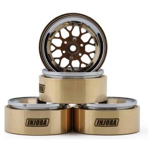 Injora 1.3In ModuWheel Brass & Aluminum Micro Rock Crawler Beadlock Wheels (43g ea) (Bronze/Chrome) (4)