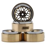 Injora 1.3" ModuWheel Brass & Aluminum Micro Rock Crawler Beadlock Wheels (43g ea) (Gold/Chrome) (4)