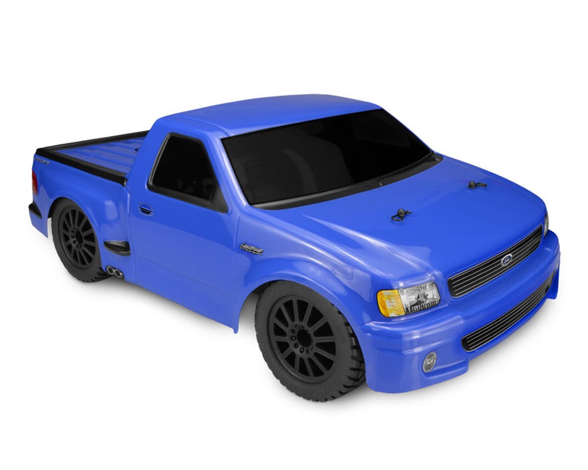 Radio-controlled blue pickup truck for racing and off-road play.