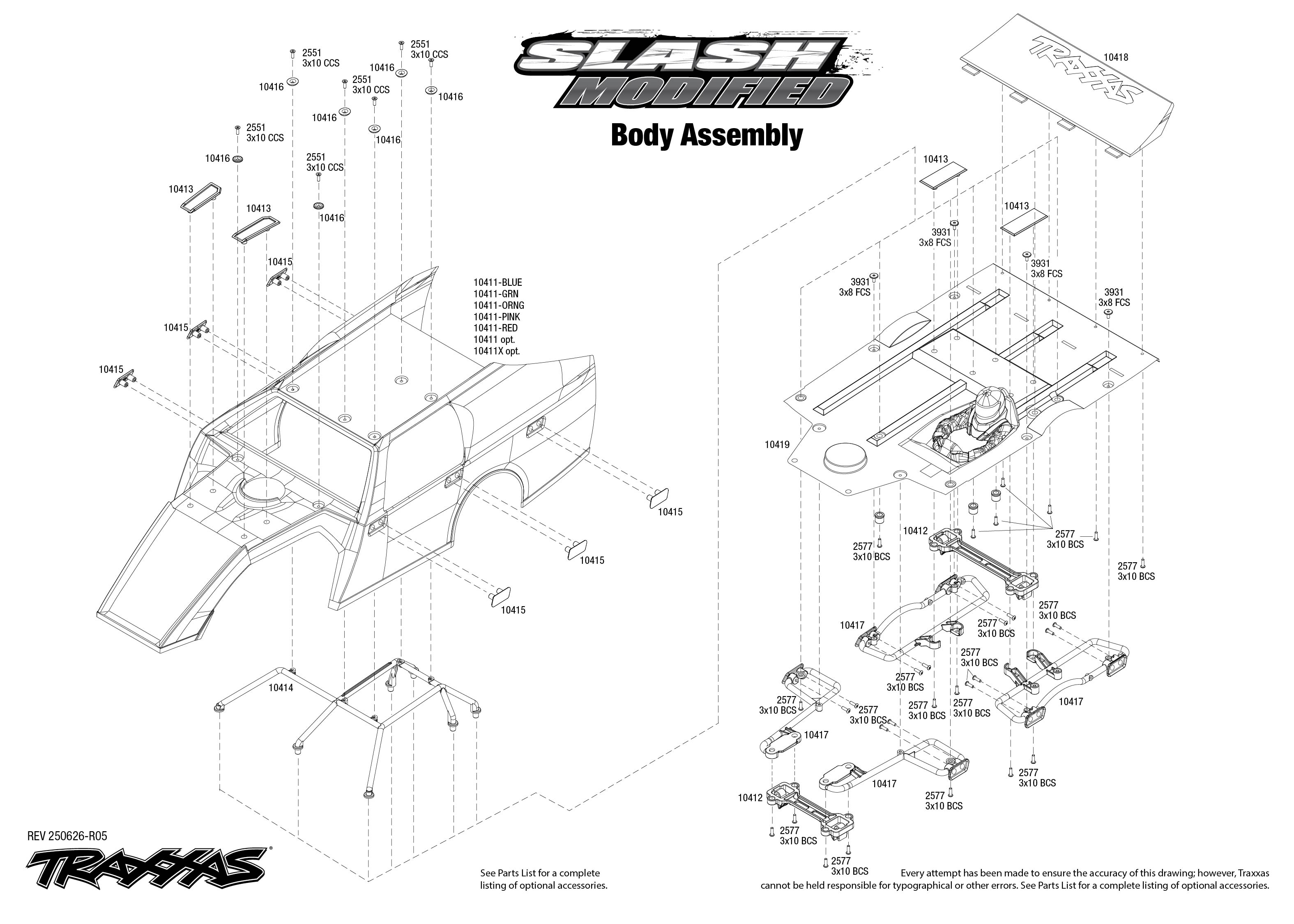 1/10 Dirt Oval Slash Mofified BL-2s Orange 1 Slash Modified TQi 103054 4 Body Assembly