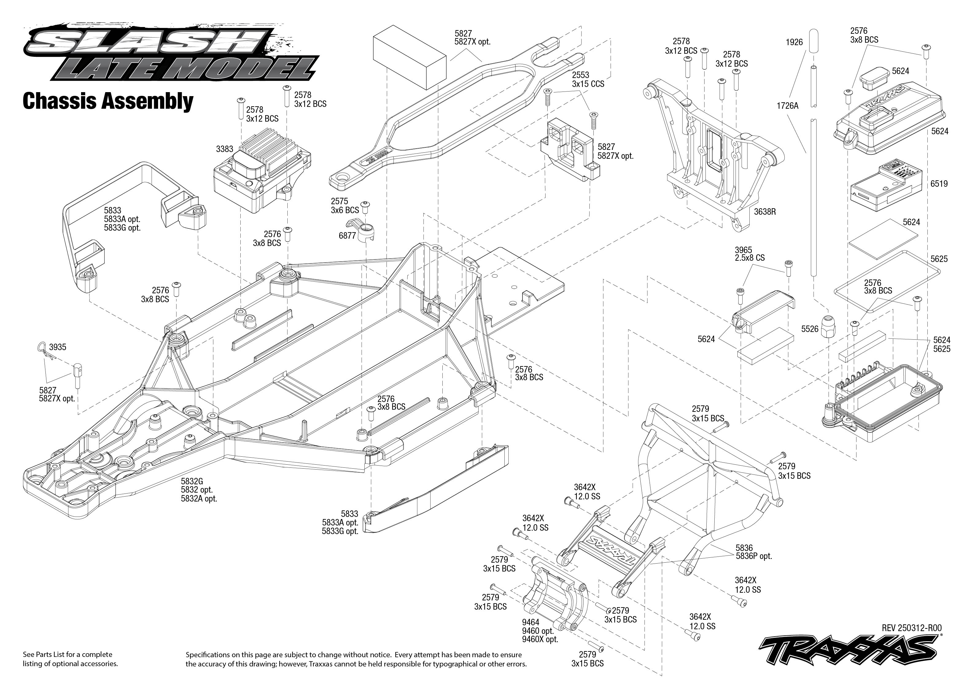 1/10 Slash Late Model RTR 2WD Dirt Oval Racer Fox 2 Slash Late Model Chassis Assembly