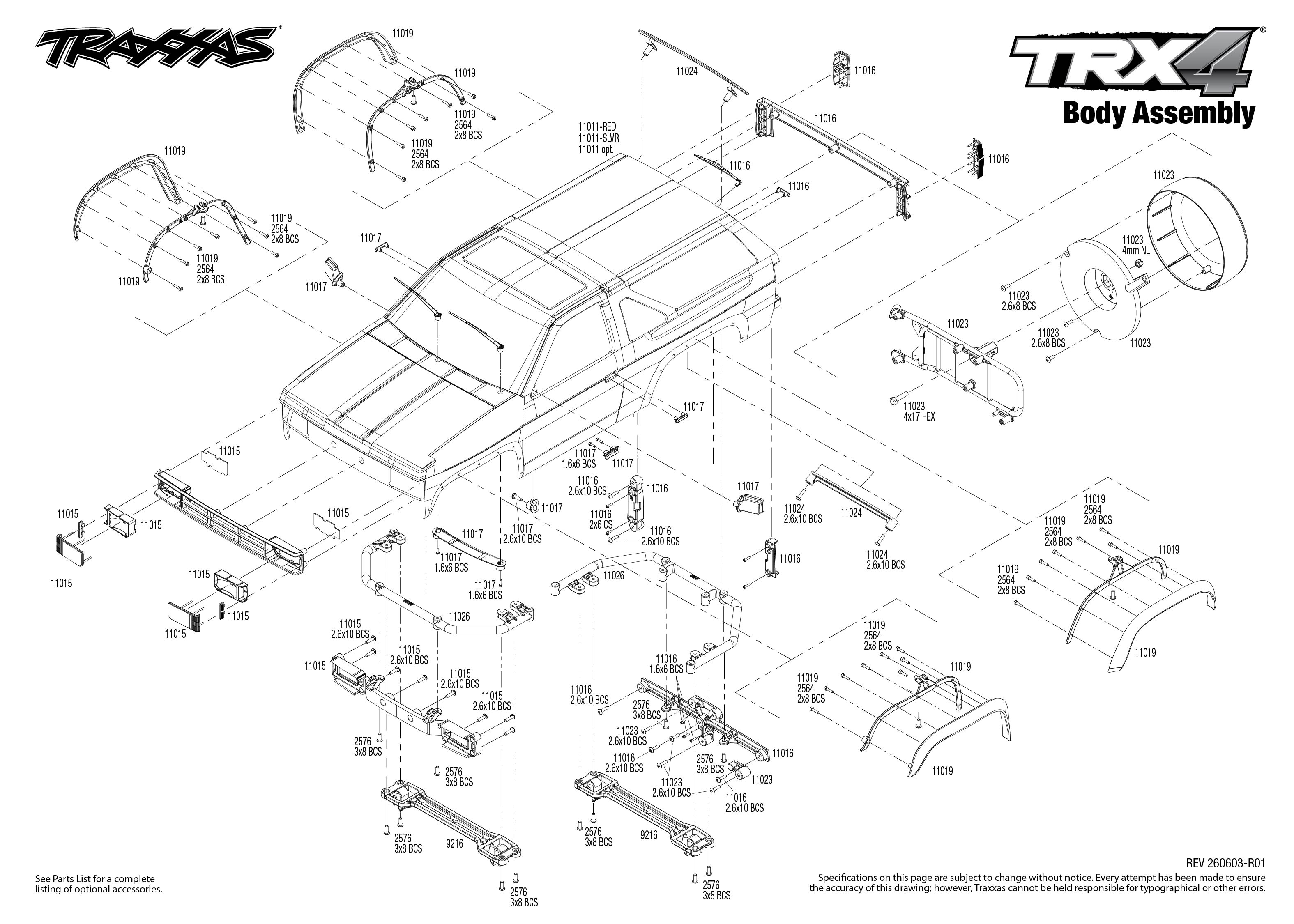 1/10 TRX4 Rock Crawler w/Nissan Pathfinder SE-V6 3S 4×4 RTR Red 1 Body Assembly