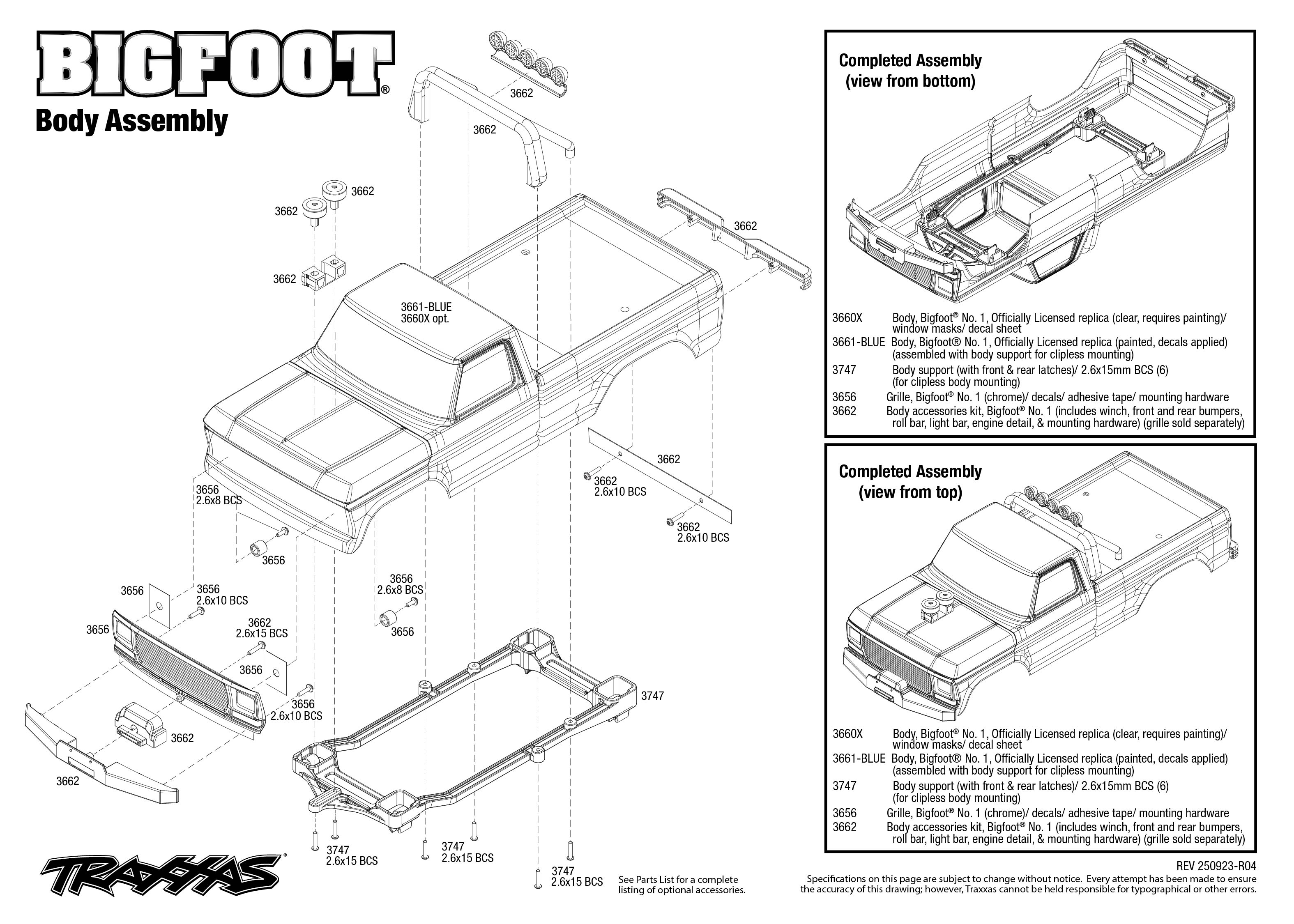 1/10 Bigfoot No 1 HD w/USB-C 1 Body Assembly