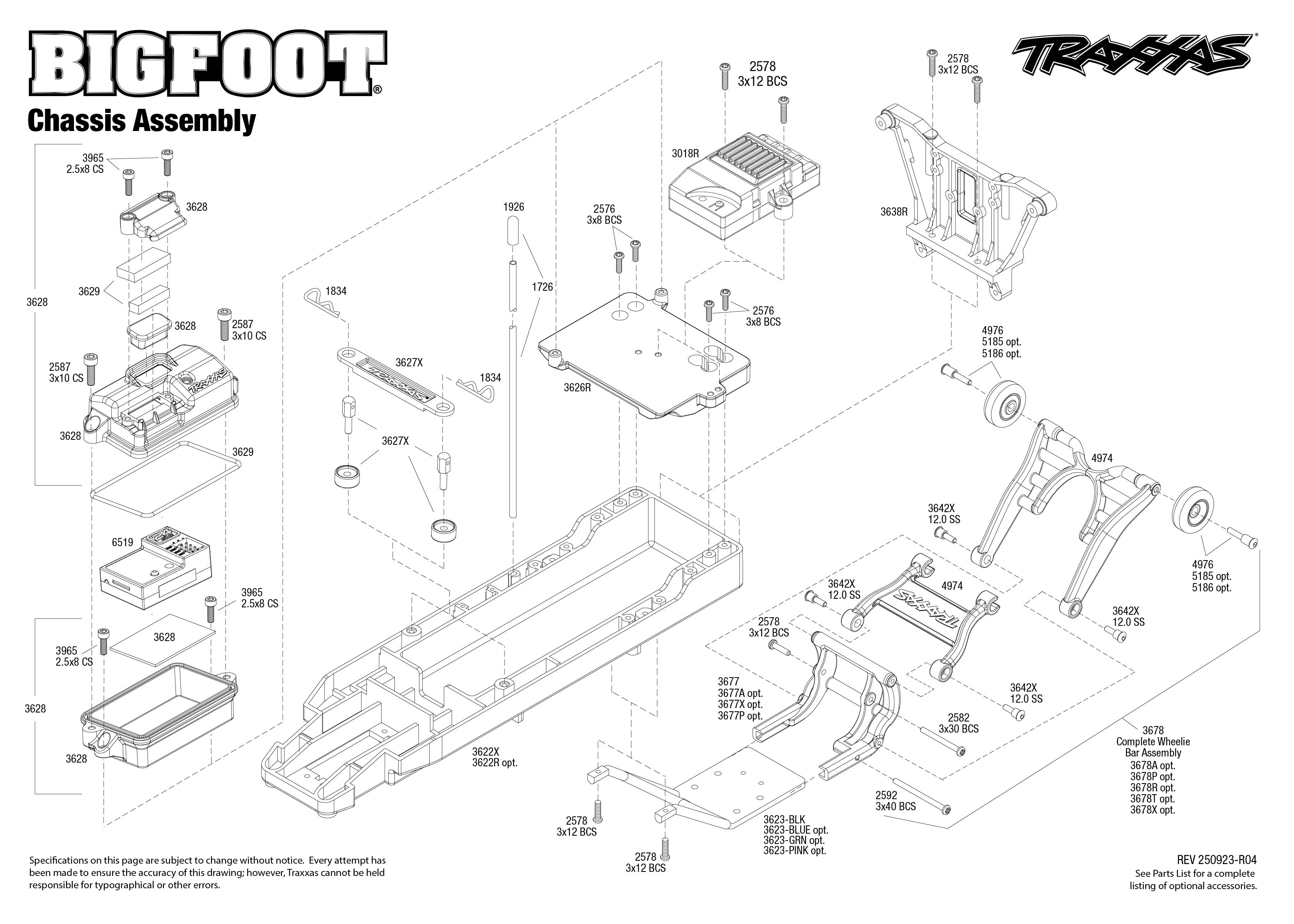 1/10 Bigfoot No 1 HD w/USB-C 2 Chassis Assembly