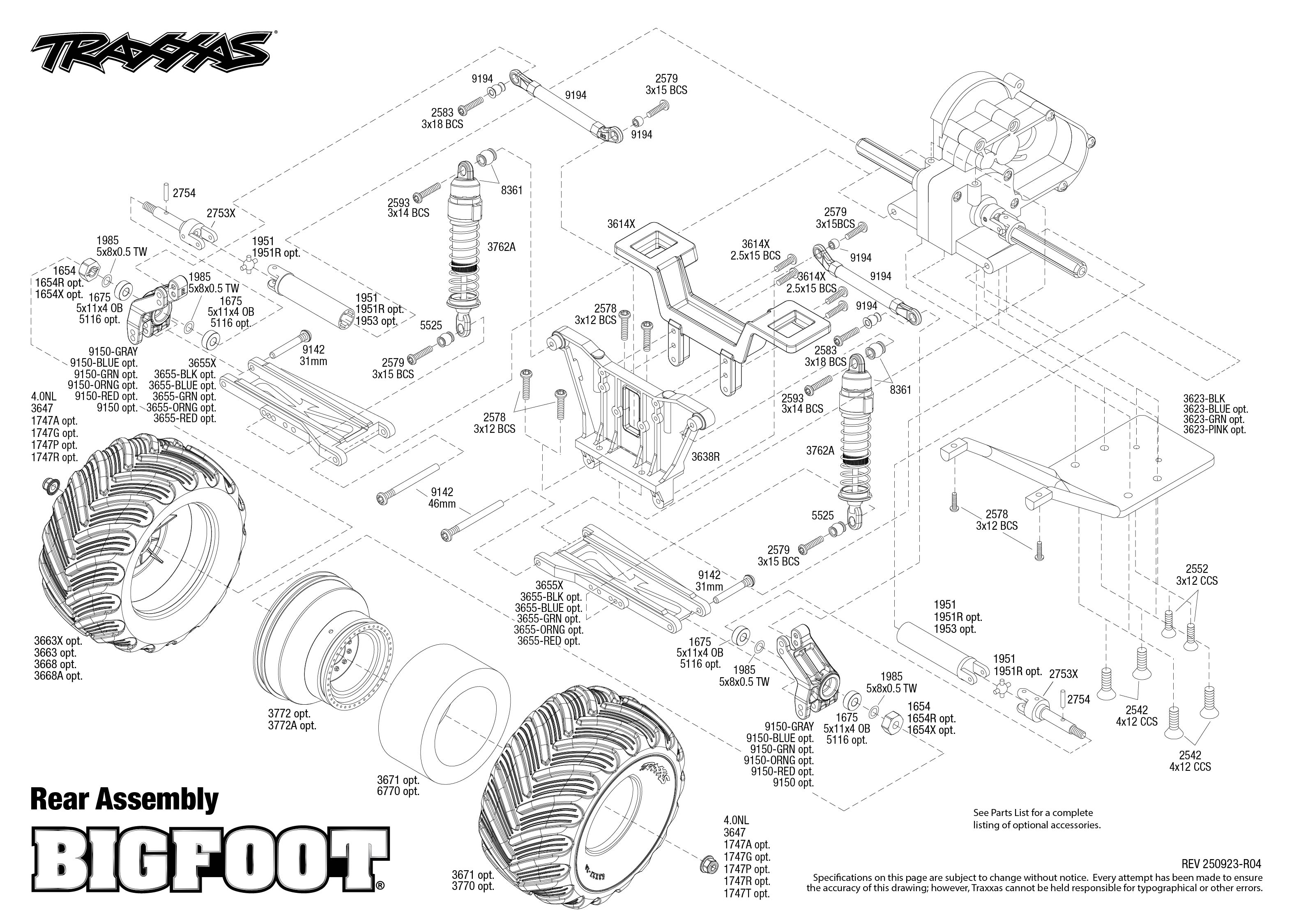 1/10 Bigfoot No 1 HD w/USB-C 4 Rear Assembly