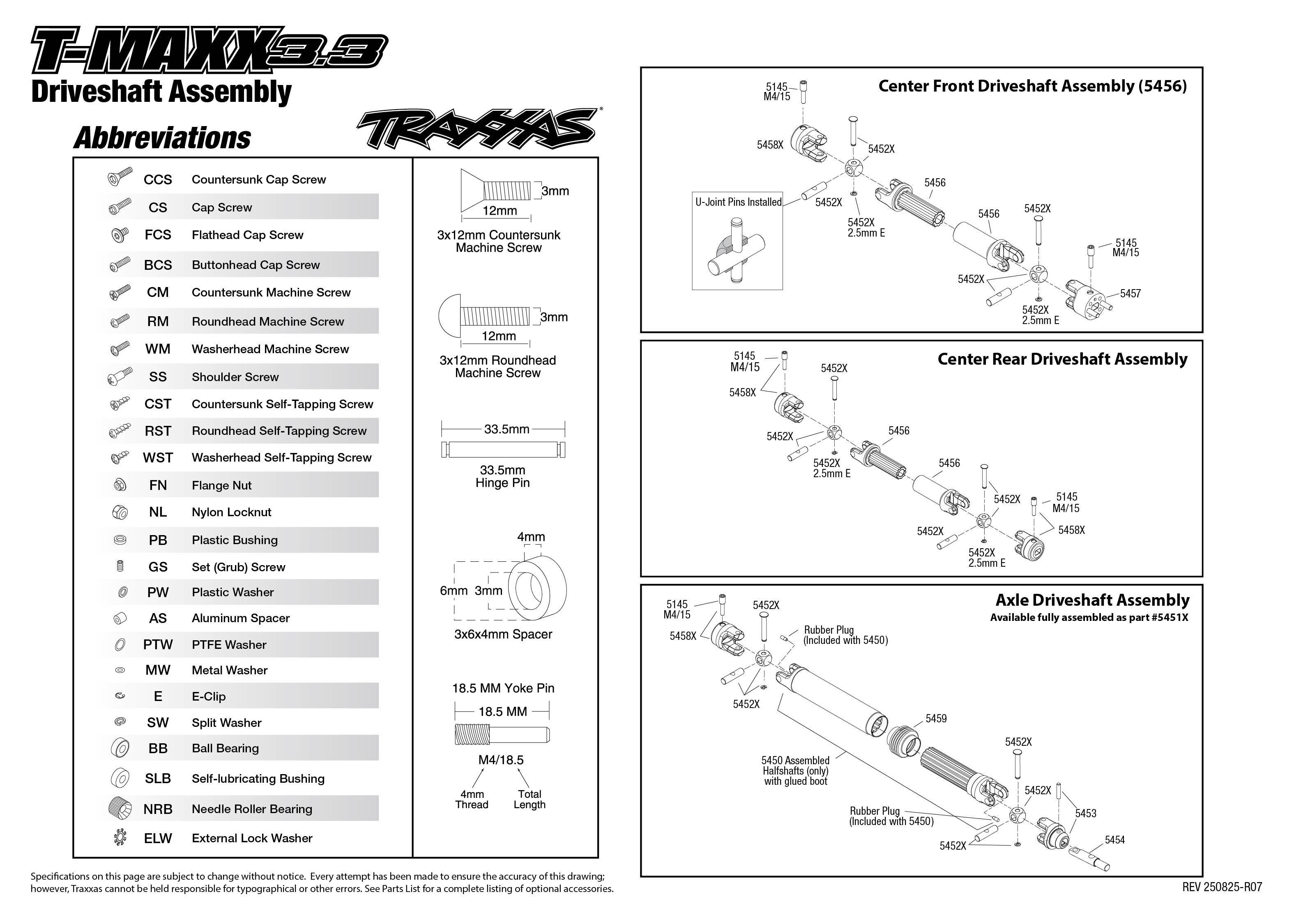 1/10 T-Maxx 3.3 4WD Nitro-Powered Maxx Monster Truck with TSM White 2 TMaxx33 250825 Driveshafts Assembly