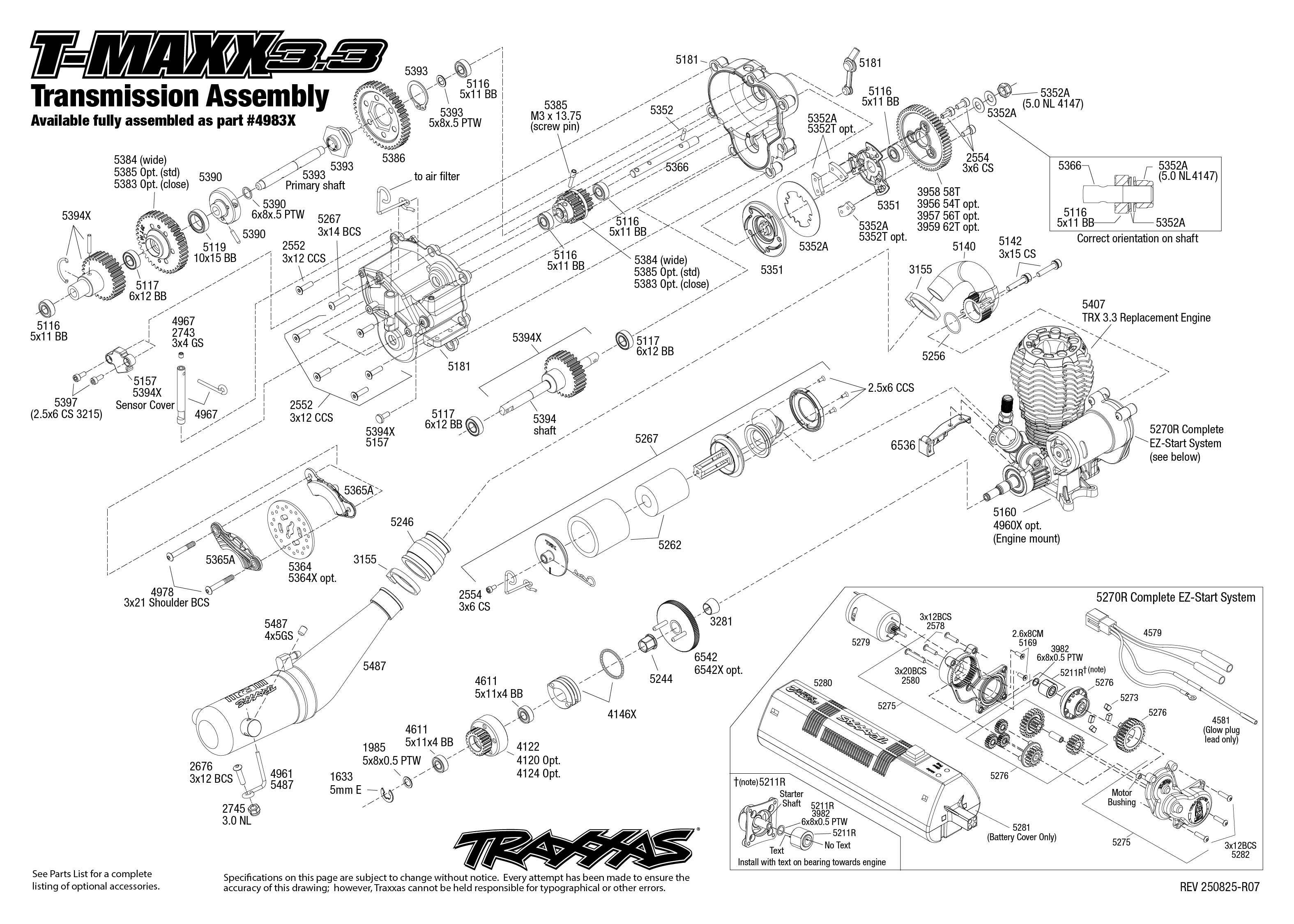 1/10 T-Maxx 3.3 4WD Nitro-Powered Maxx Monster Truck with TSM White 5 TMaxx33 250825 Transmission Assembly