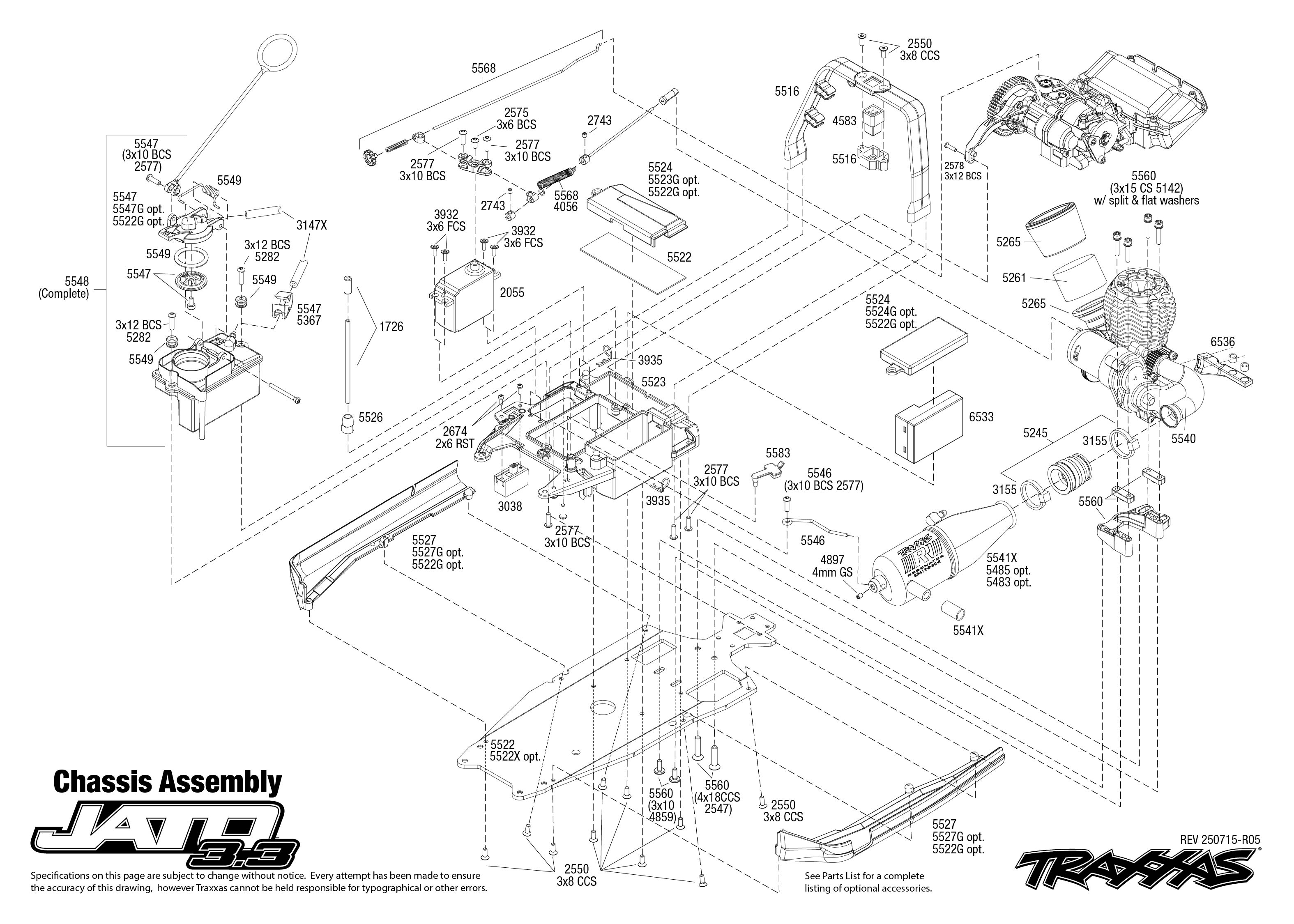 1/10 Jato 3.3 2-Speed Nitro-Powered 2WD Stadium Truck with TSM Orange 1 Jato 33 TQi Explodedviews Chassis Assembly