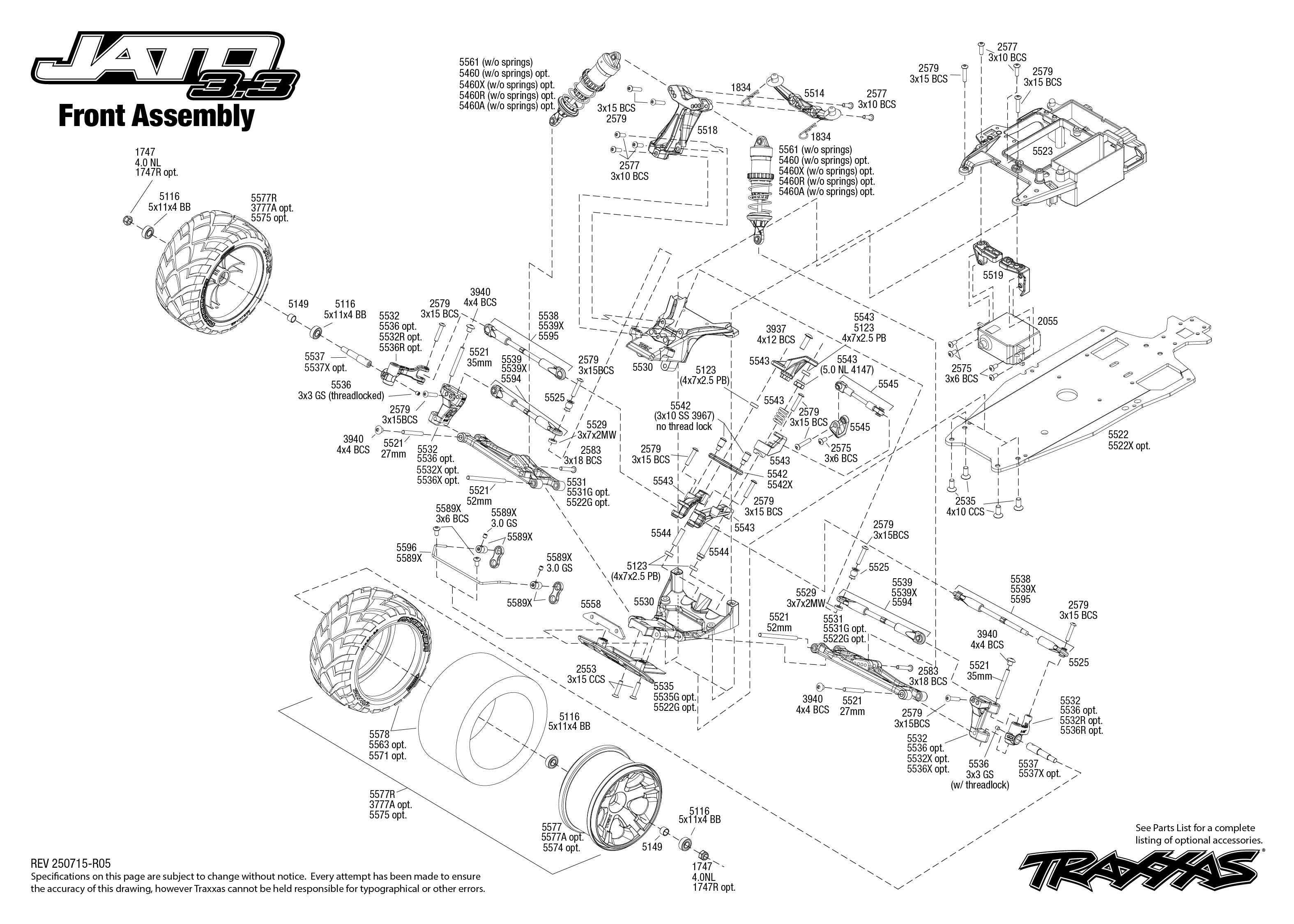 1/10 Jato 3.3 2-Speed Nitro-Powered 2WD Stadium Truck with TSM Orange 3 Jato 33 TQi Explodedviews Front Assembly