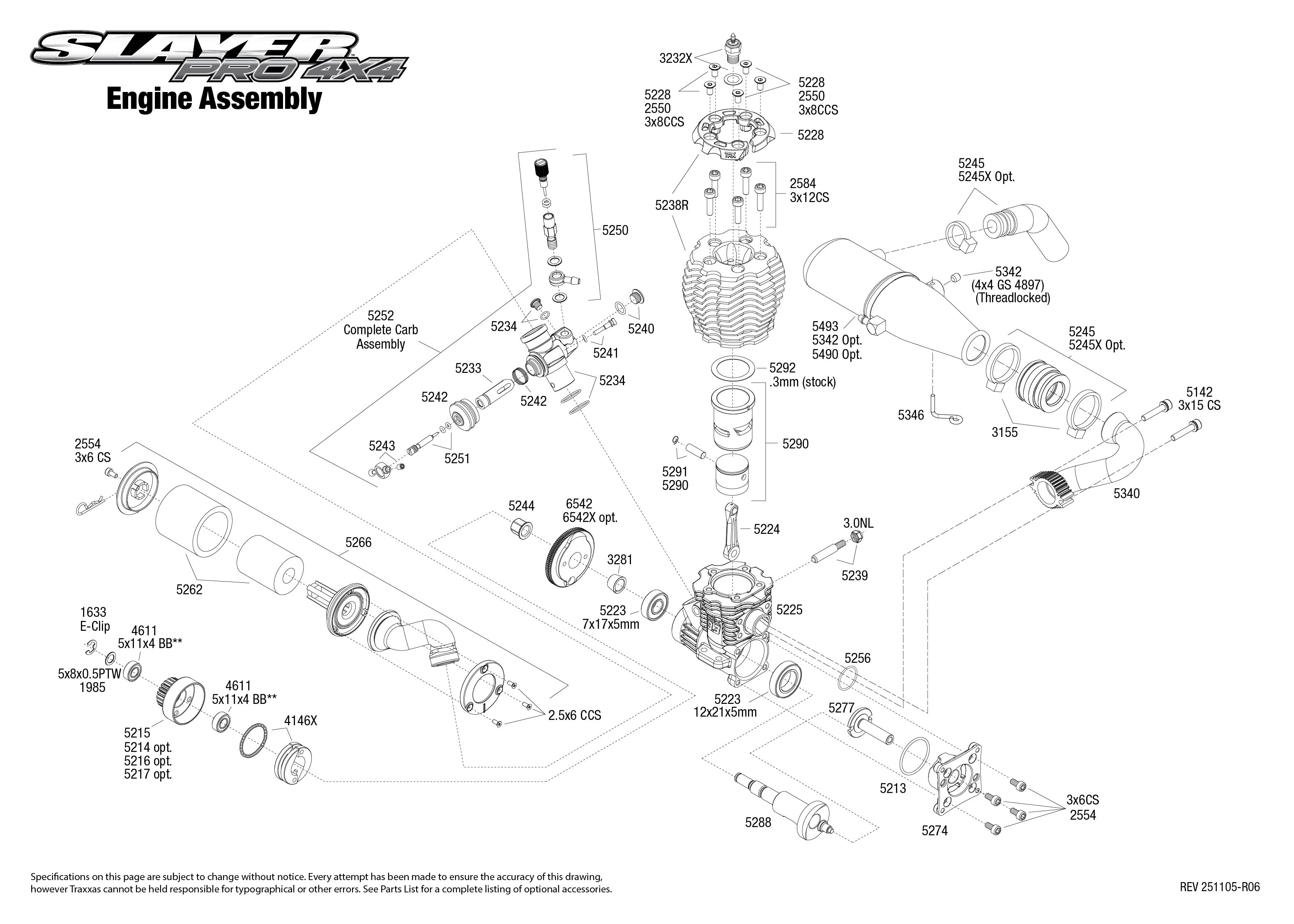 1/10 Slayer Pro 4X4 Nitro-Powered 4WD Short Course Racing Truck with TSM Blue 3 exploded views 251105 Engine Assembly
