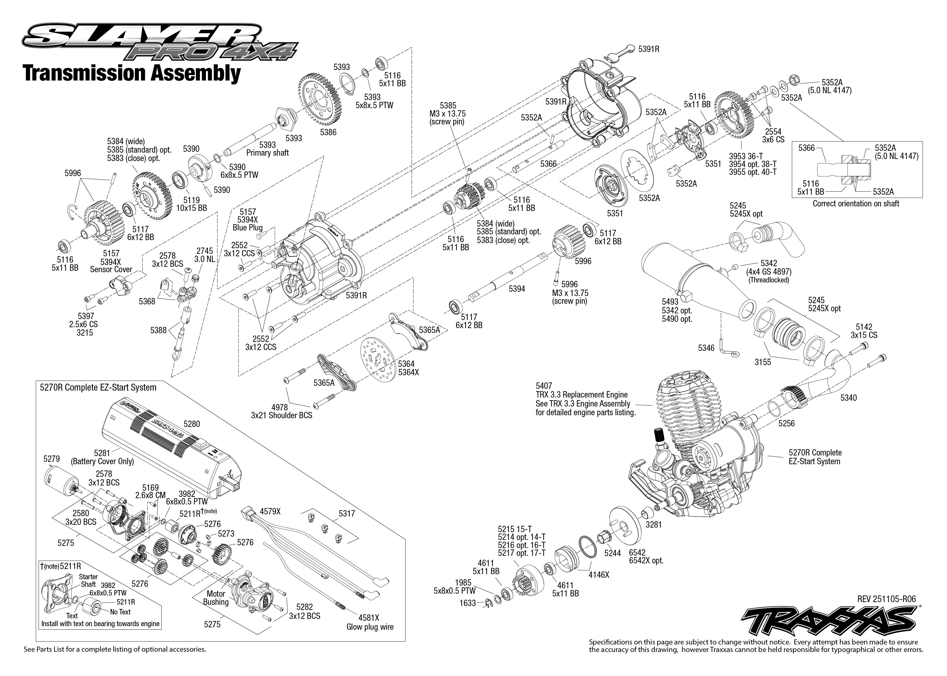 1/10 Slayer Pro 4X4 Nitro-Powered 4WD Short Course Racing Truck with TSM Blue 7 exploded views 251105 Transmission Assembly