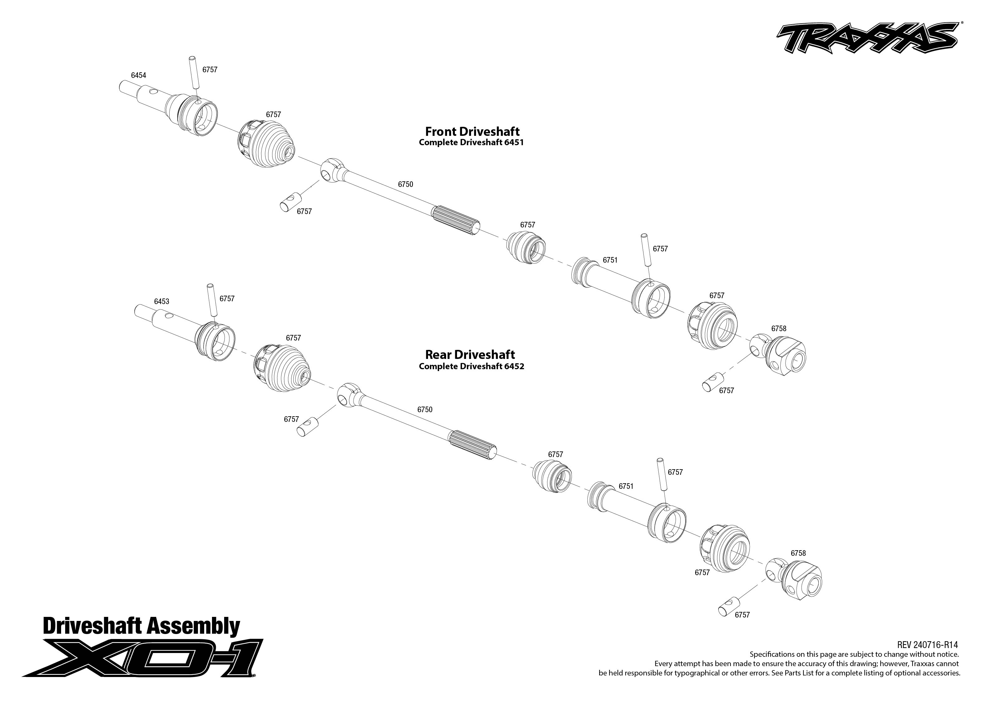 1/7 XO-1 RTR Electric 4WD On-Road Sedan with TSM White 3 XO 1 Exploded views 240716 Driveshafts Assembly