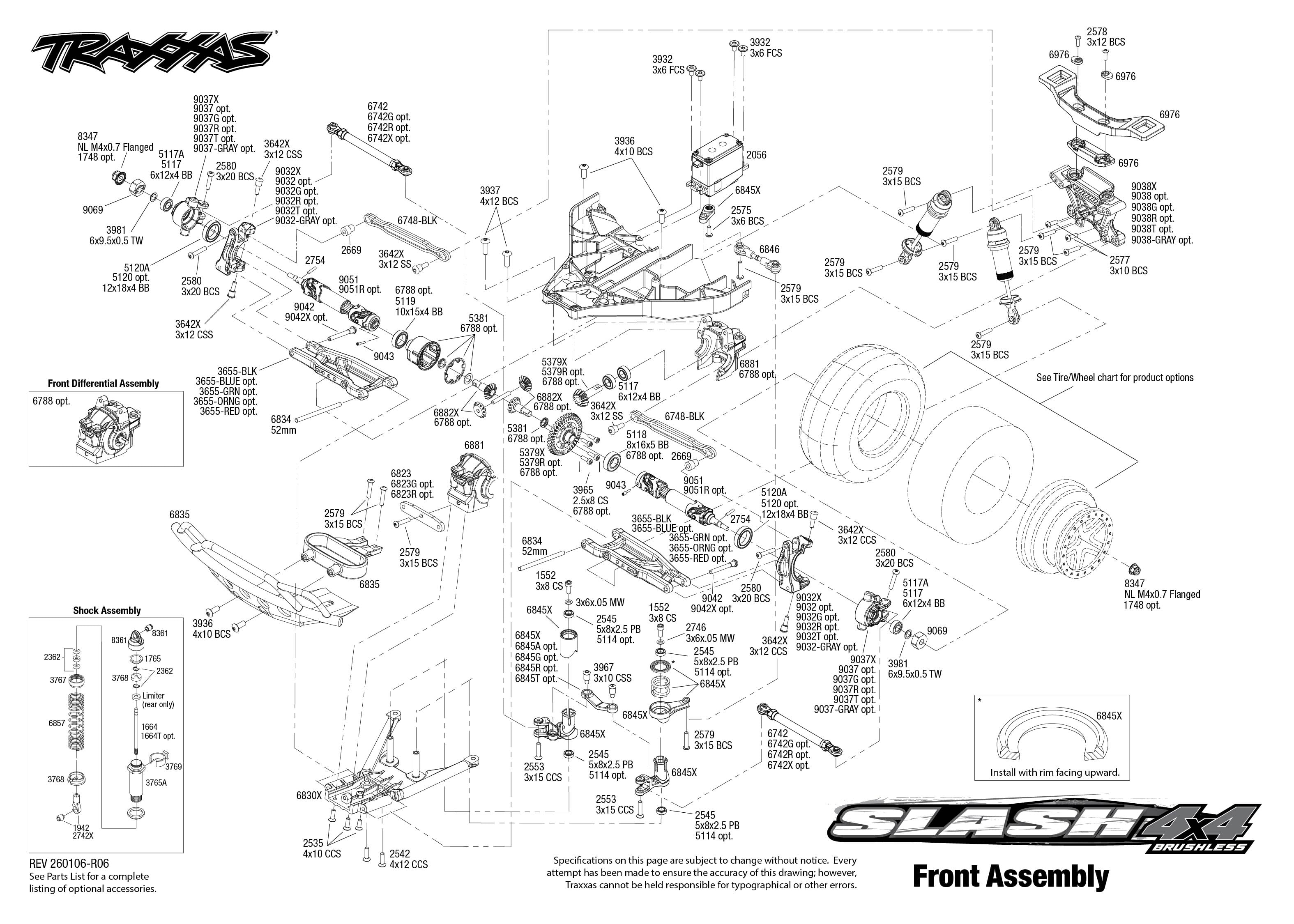 1/10 Slash 4X4 Brushless BL-2S - FOX 4 Slash 4X4 Front Assembly