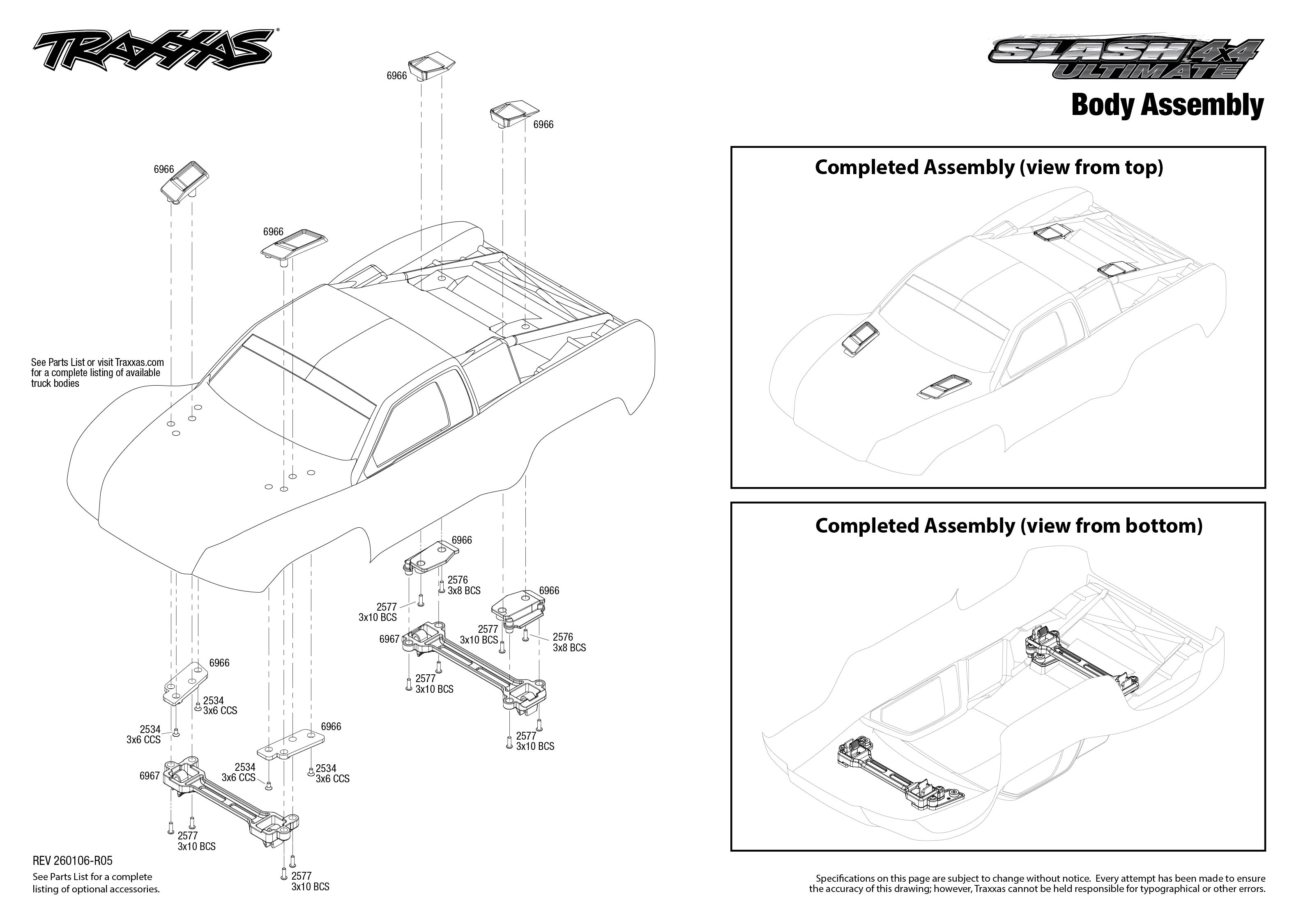 1/10 Slash Ultimate VXL 4WD RTR Clipless Body Orange 1 Slash 4X4 Ultimate Body Assembly