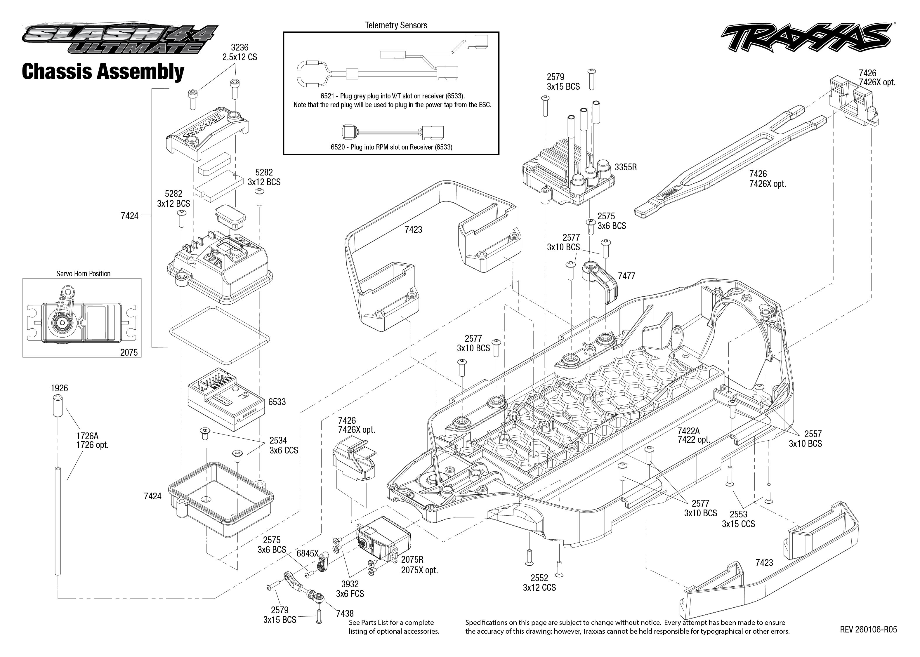1/10 Slash Ultimate VXL 4WD RTR Clipless Body Orange 2 Slash 4X4 Ultimate Chassis Assembly