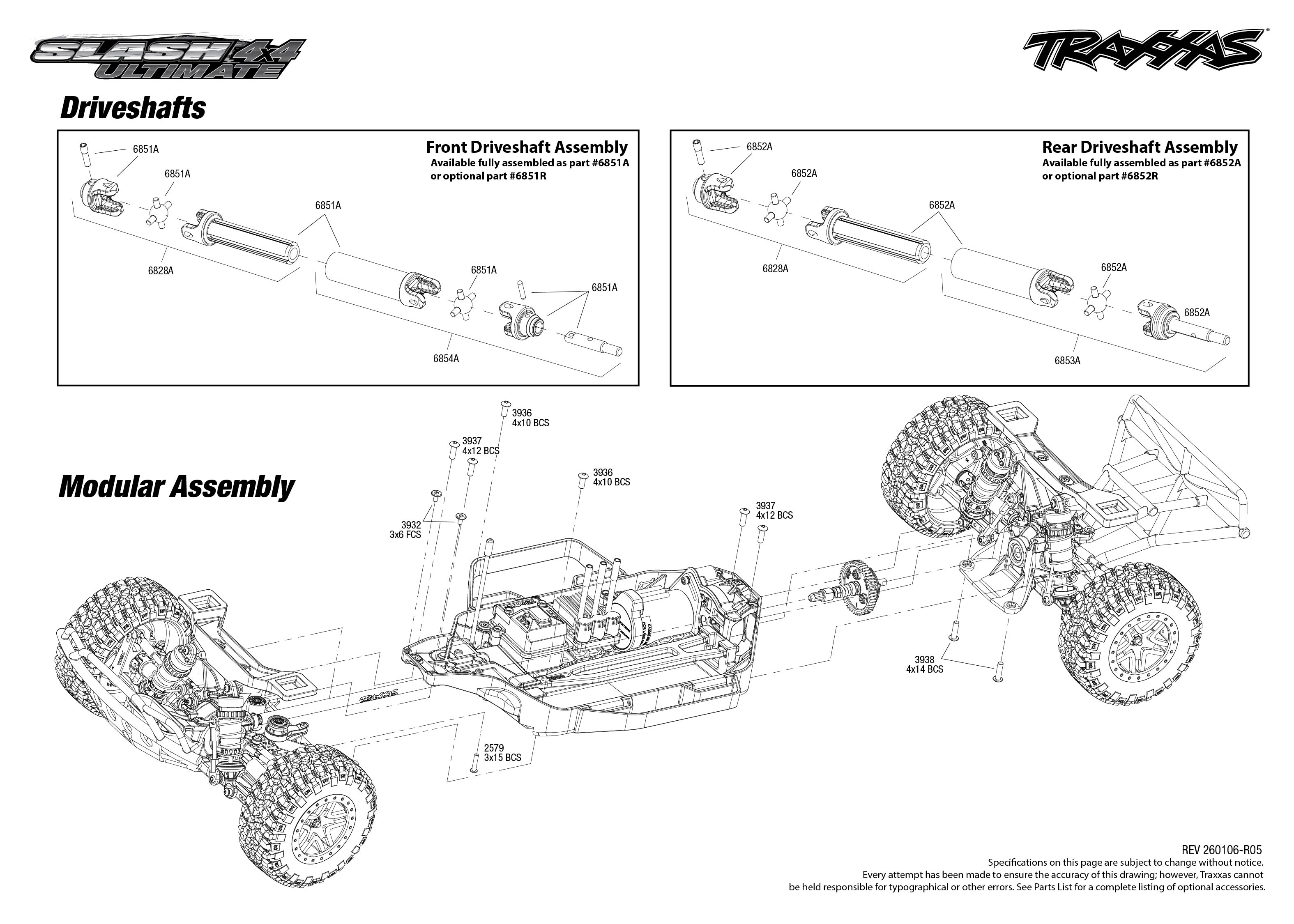 1/10 Slash Ultimate VXL 4WD RTR Clipless Body Orange 3 Slash 4X4 Ultimate Driveshafts Assembly