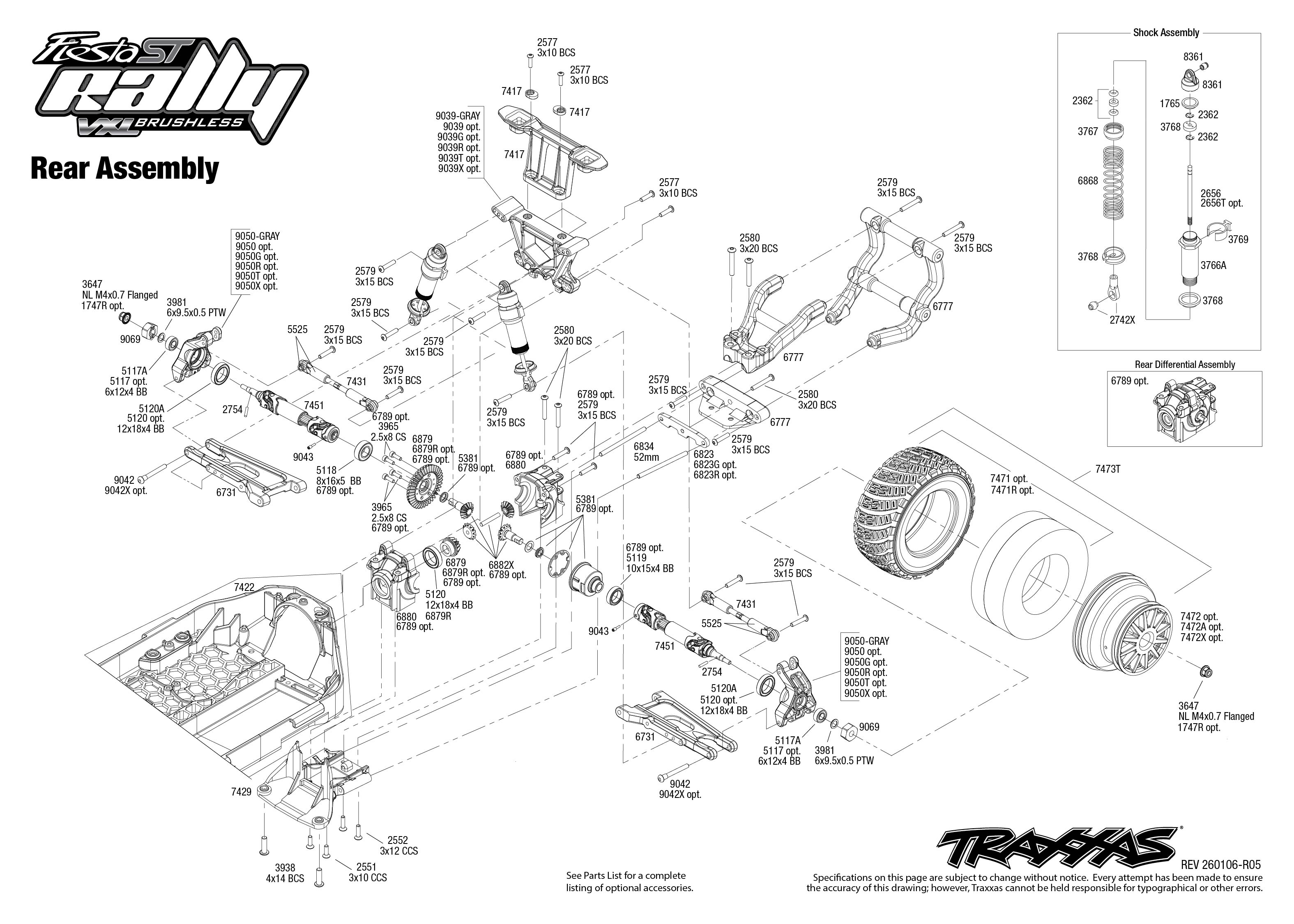 1/10 Ford Fiesta ST Rally VXL - Green 5 Rally Rear Assembly