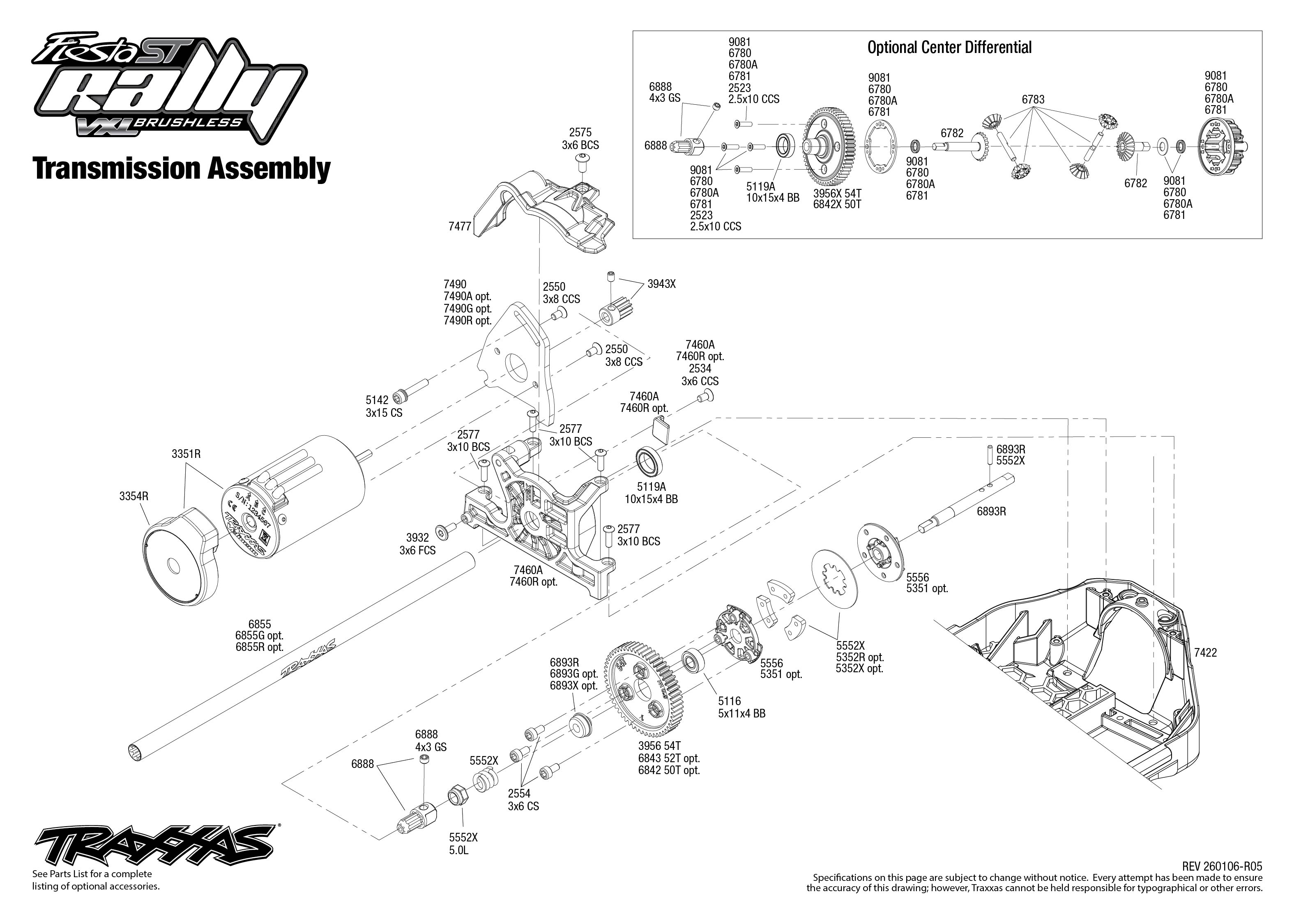 1/10 Ford Fiesta ST Rally VXL - Green 6 Rally Transmission Assembly