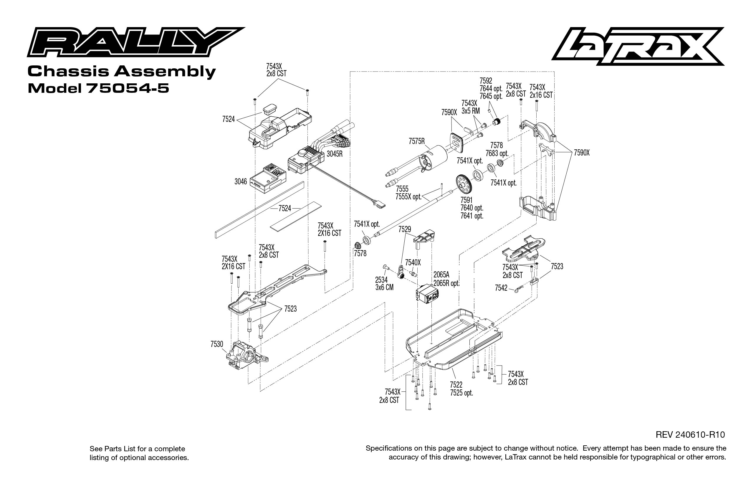 1/18 LaTrax Rally 4WD Rally Car OrangeX 1 18 LaTrax Rally exploded views 240610 Chassis Assembly
