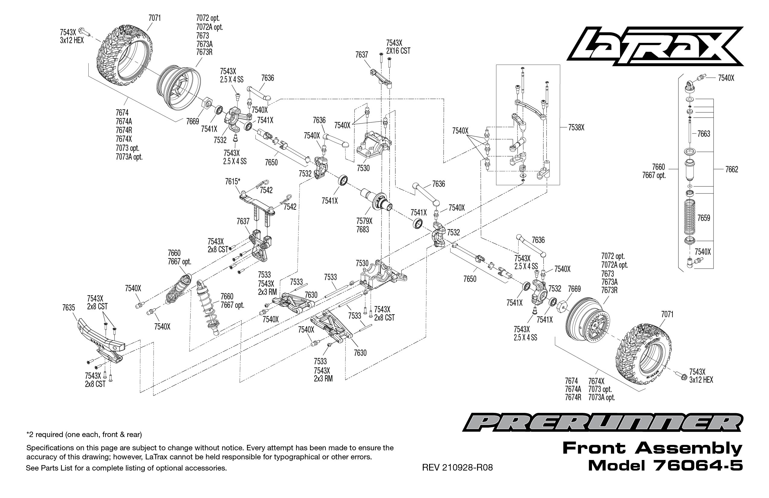 1/18 LaTrax Desert Prerunner 4WD RTR Short Course Truck Blue 2 18 LaTrax Desert PreRunner exploded views 210928 Front Assembly