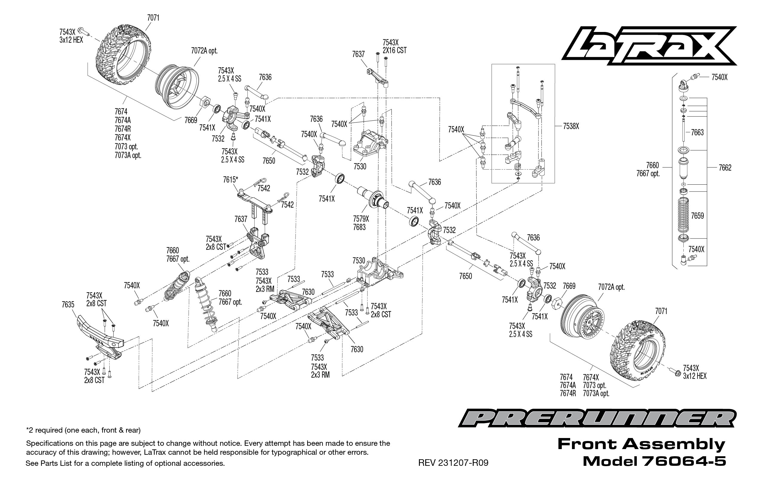 1/18 LaTrax Desert Prerunner 4WD RTR Short Course Truck Blue 5 18 LaTrax Desert PreRunner exploded views 231207 Front Assembly