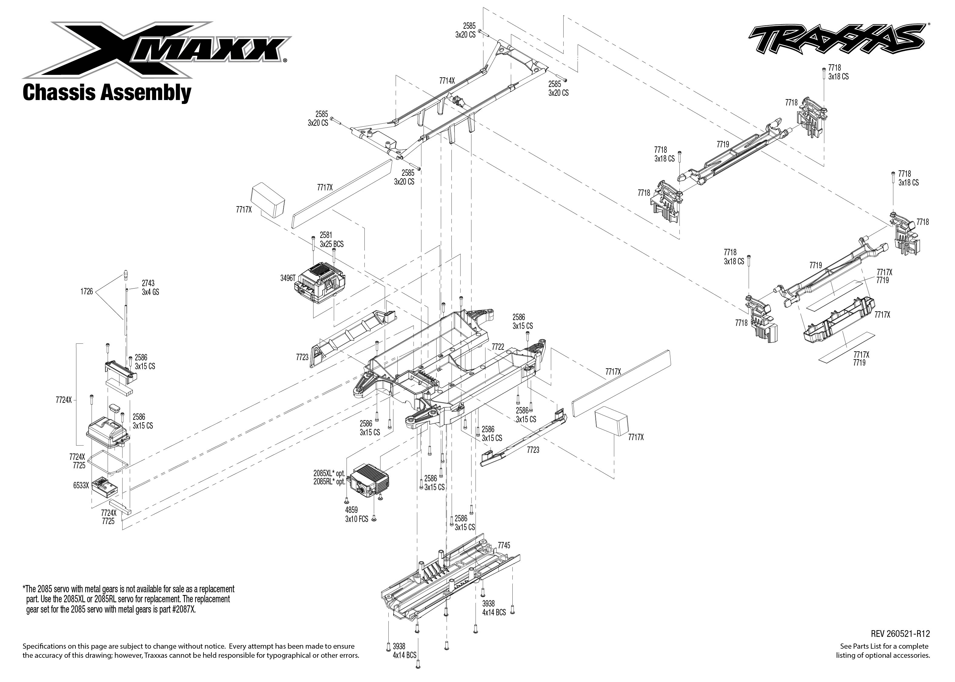 1/5 Traxxas X-Maxx 8s Brushless Electric Monster Truck with Belted Tires Green 2 X Maxx Chassis Assembly
