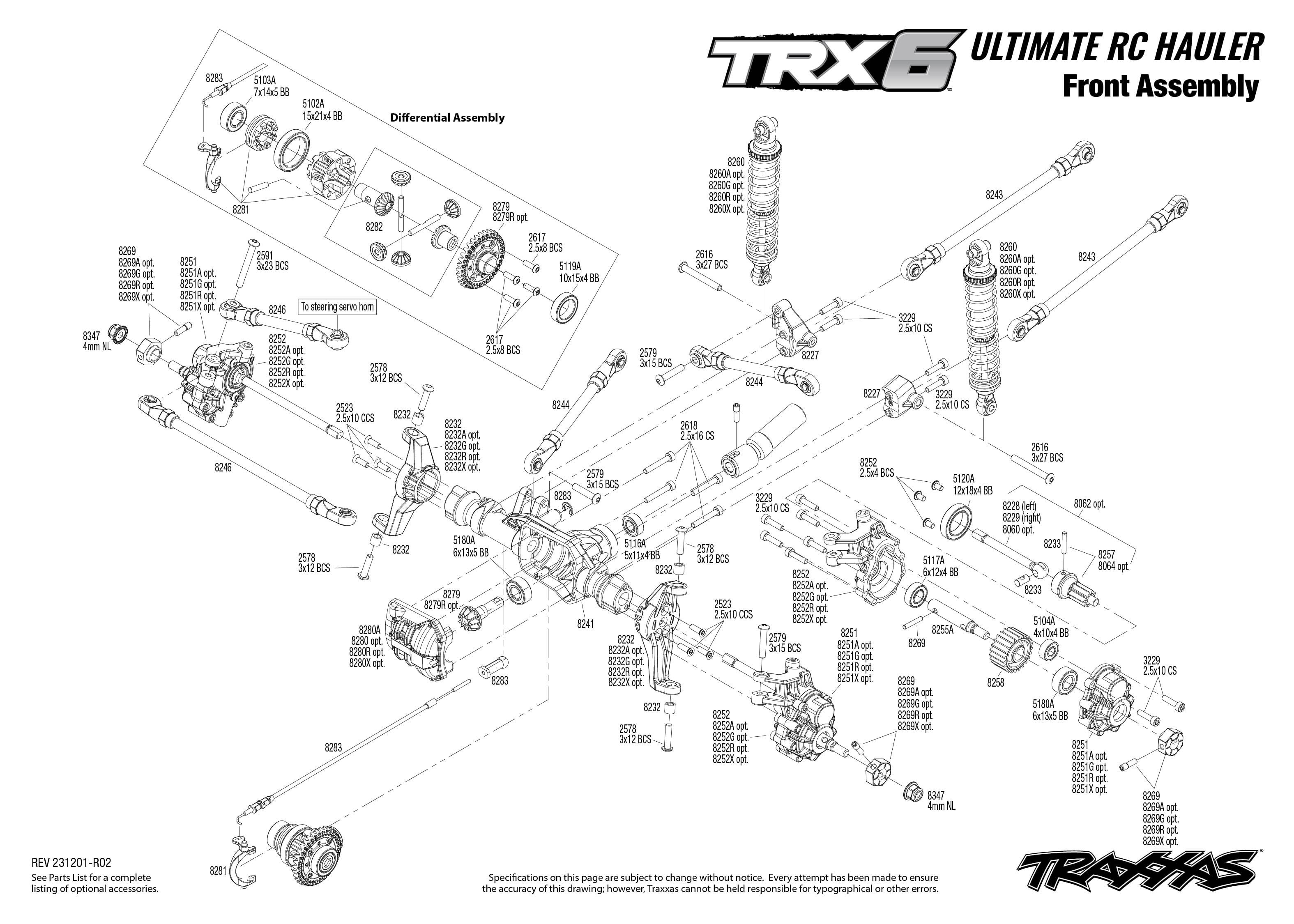 1/10 TRX-6 6x6 Ultimate RC Hauler Flatbed Tow Truck With Pro Scale Winch Black 3 TRX 6 Ultimate RC Hauler 88096 4 Front Assembly