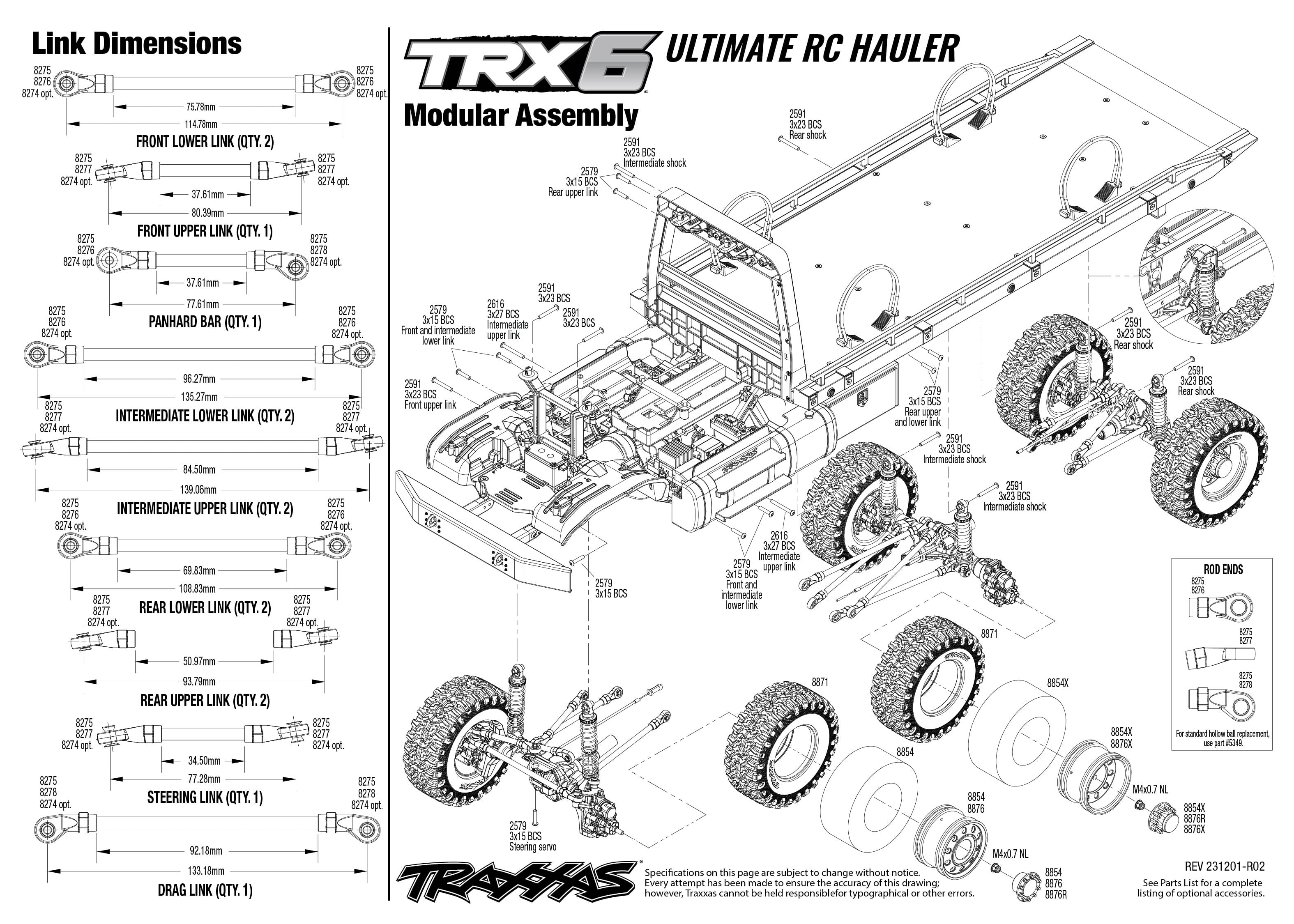 1/10 TRX-6 6x6 Ultimate RC Hauler Flatbed Tow Truck With Pro Scale Winch Black 5 TRX 6 Ultimate RC Hauler 88096 4 Modular Assembly