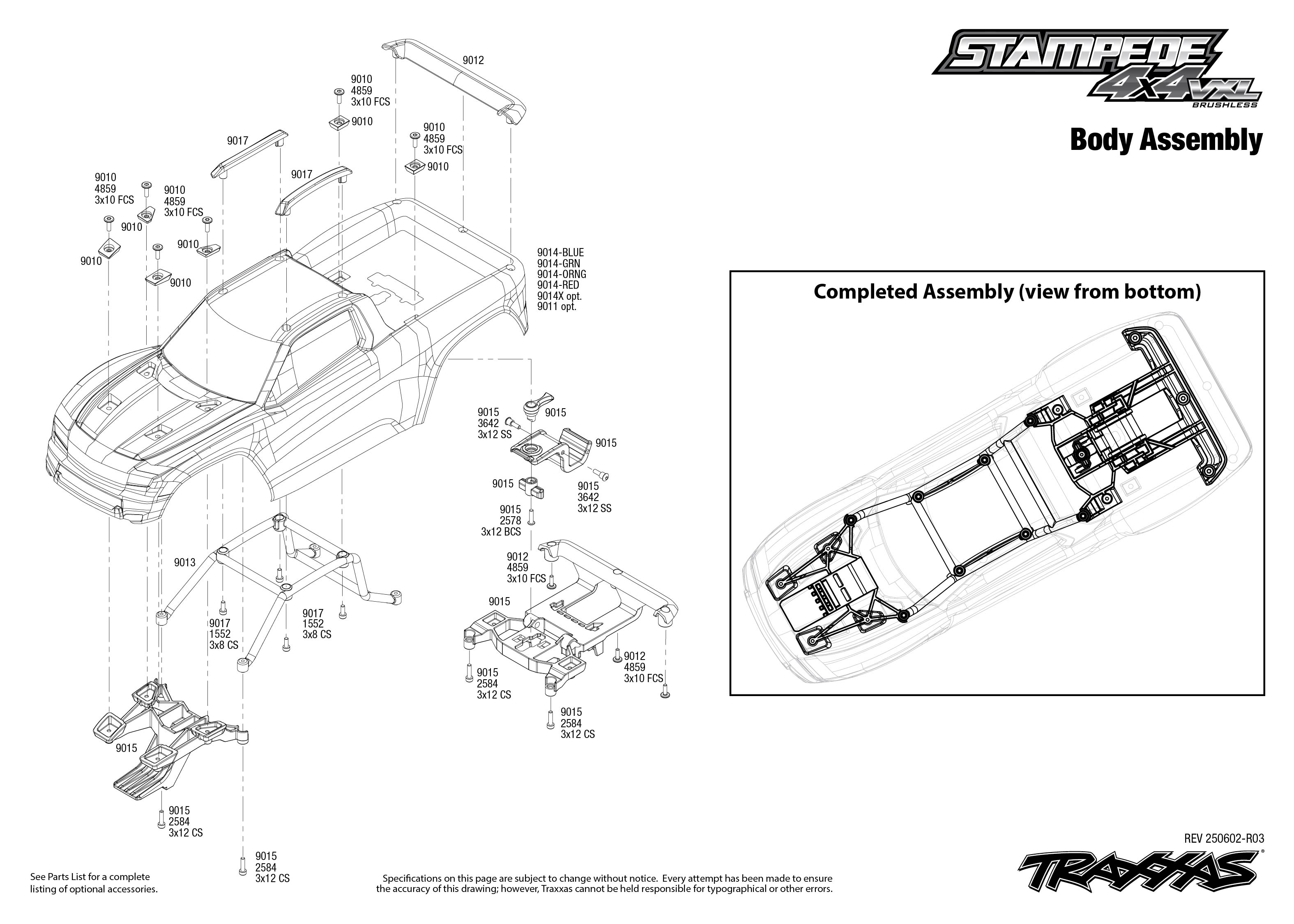1/10 Traxxas Stampede 4X4 VXL w/Extreme Heavy Duty Red 7 Stampede 4X4 Explodedviews 250602 Body Assembly