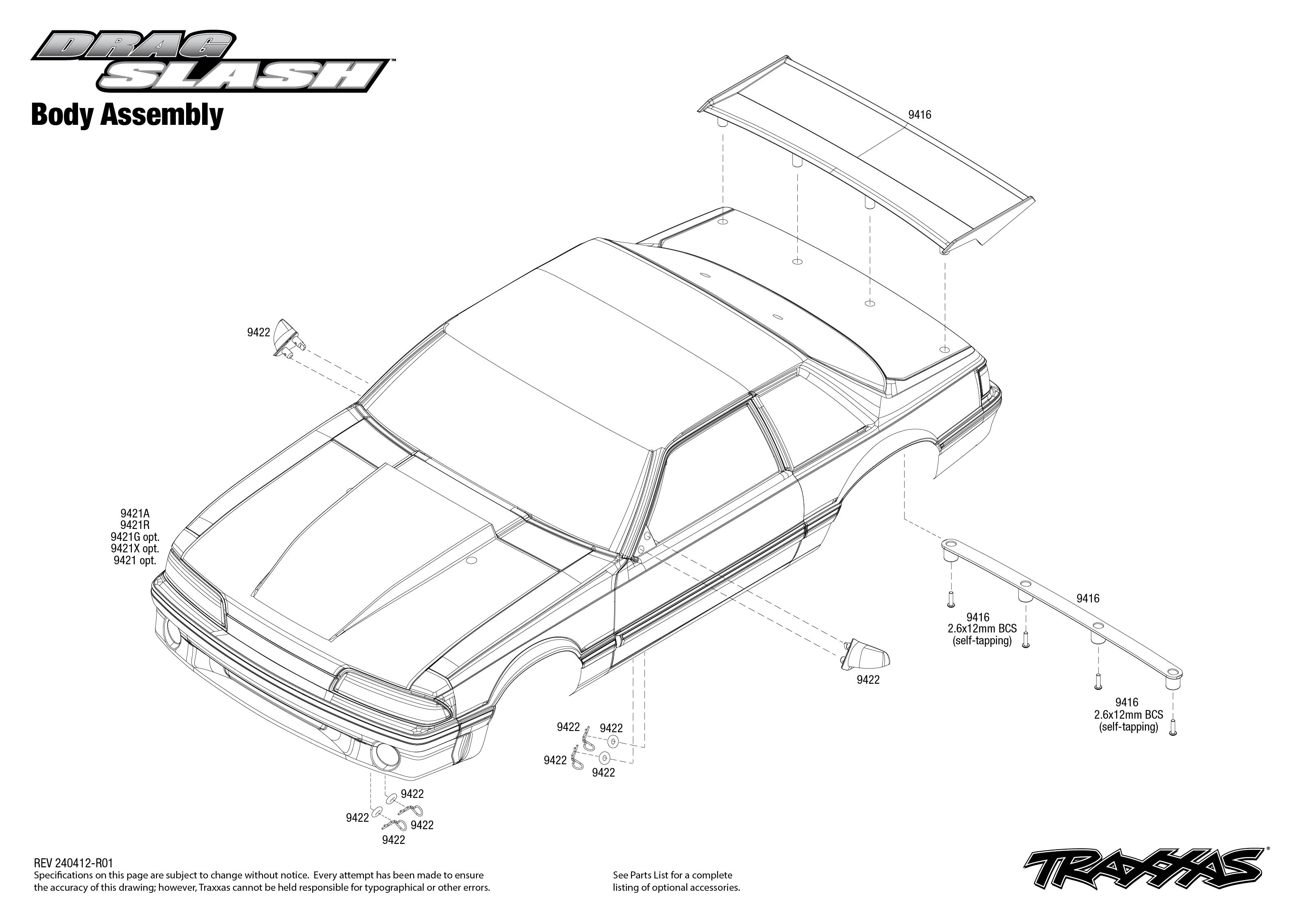 1/10 Ford Mustang 5.0 Drag Slash Extreme Heavy Duty - Black 1 Ford Mustang 5 0 Drag Slash TQi Body Assembly