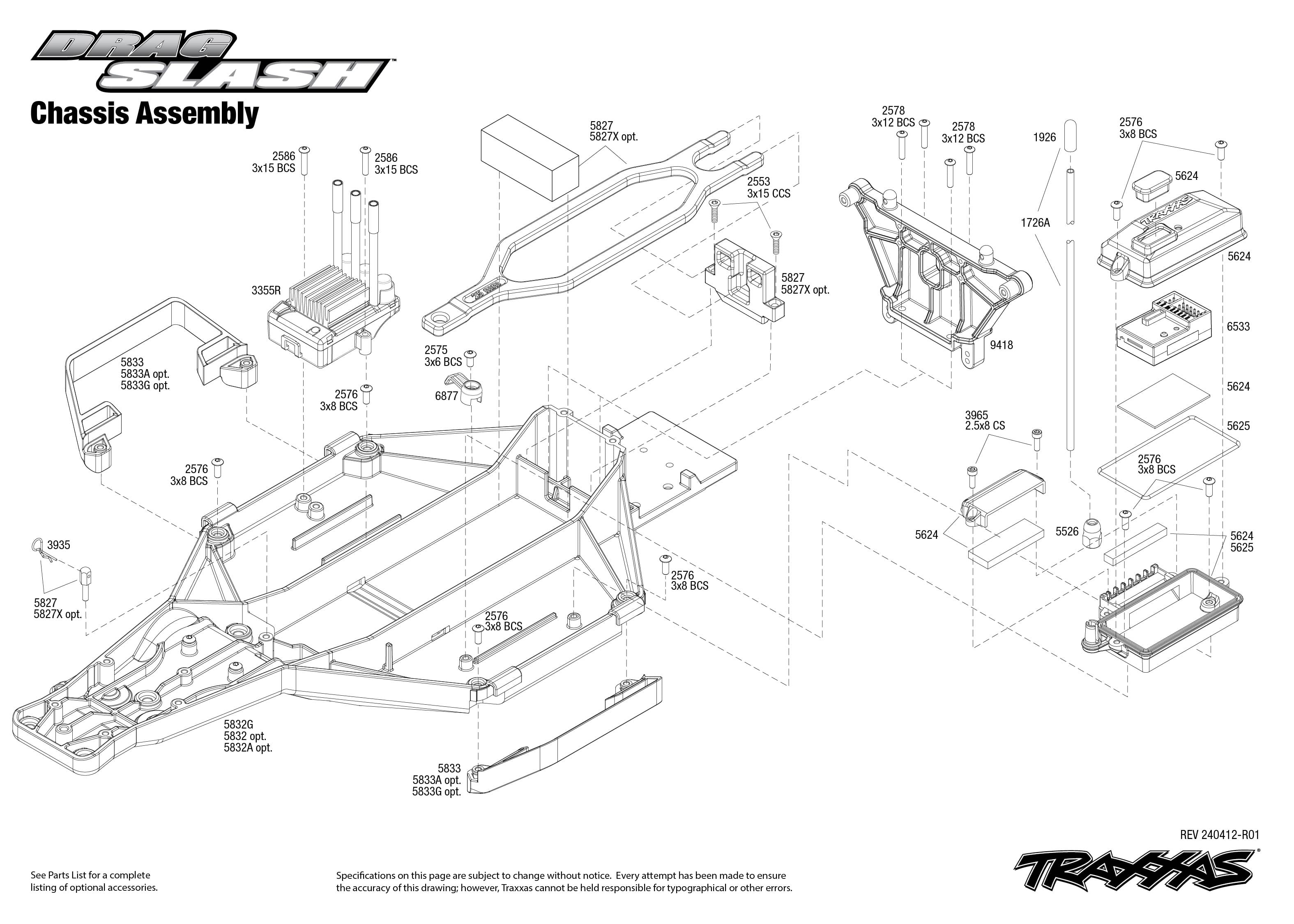1/10 Ford Mustang 5.0 Drag Slash Extreme Heavy Duty - Black 2 Ford Mustang 5 0 Drag Slash TQi Chassis Assembly
