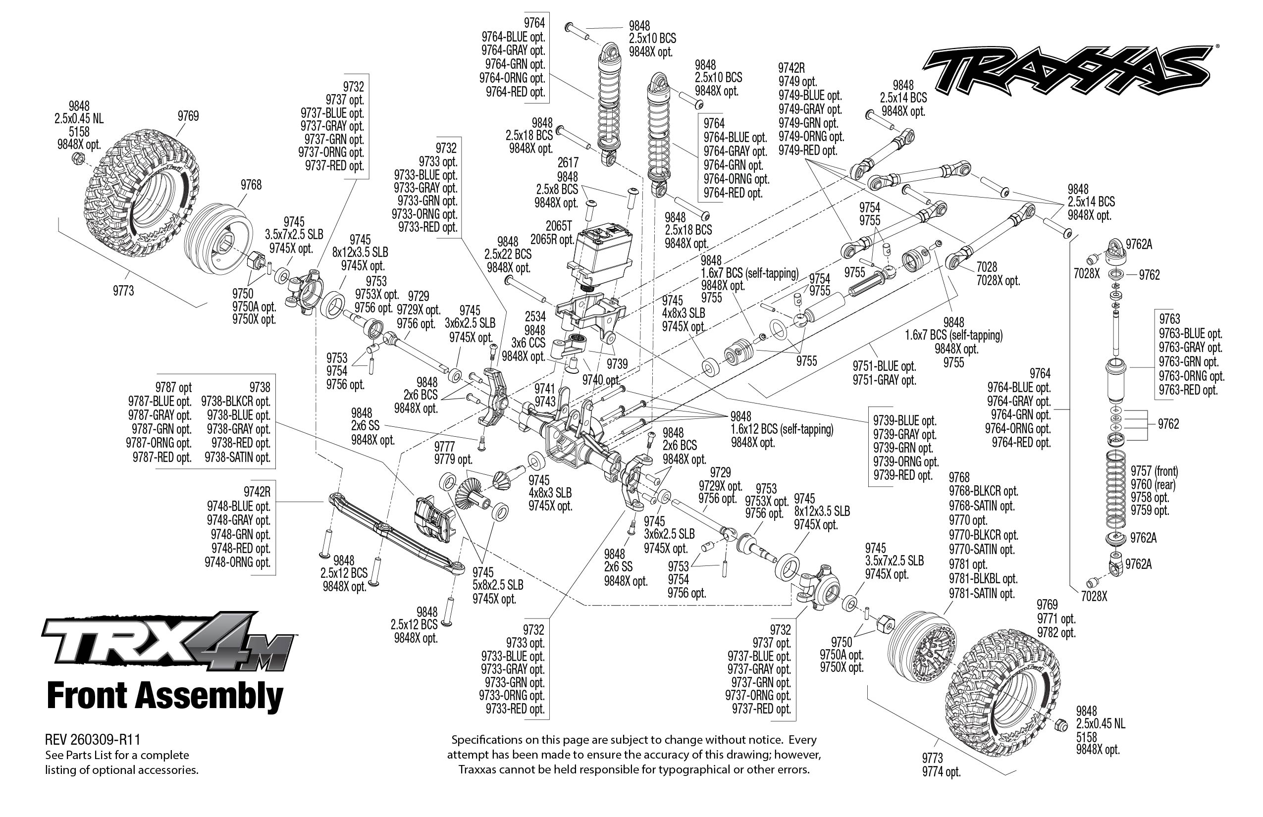 1/18 Traxxas TRX-4M RTR Electric Rock Crawler w/Land Rover Defender Body Black 3 18 D110 Defender exploded views 260309 Front Assembly