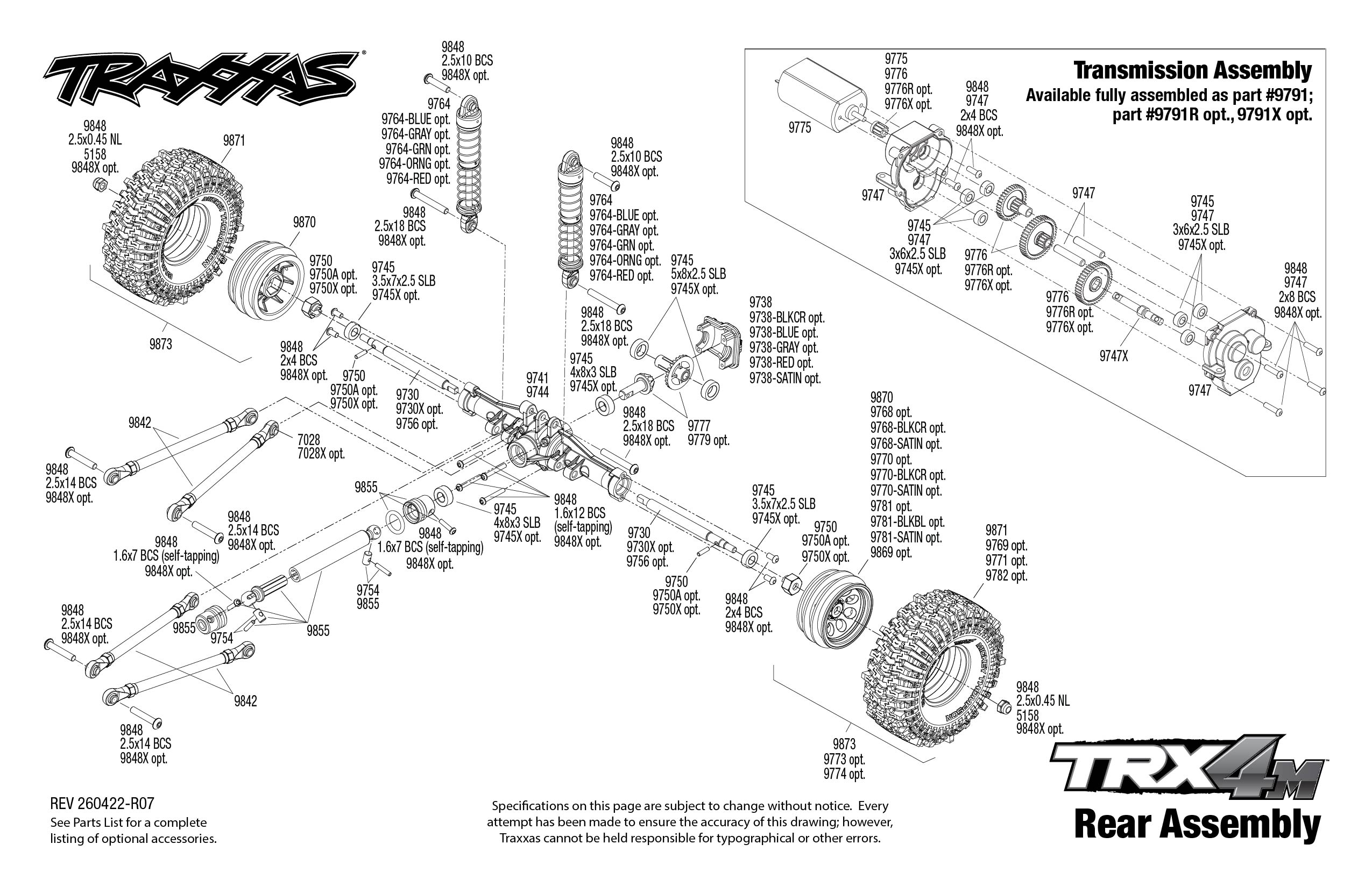 1/18 Traxxas TRX-4M Chevrolet K10 High Trail Edition Blue 4 18 1979 Chevrolet K10 Truck exploded views 260422 Rear Assembly