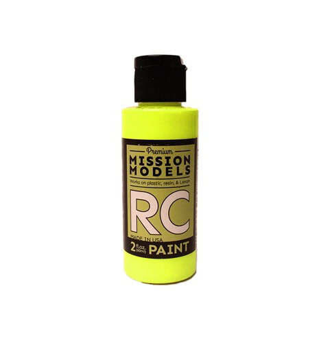 Mission Models Water-based RC Airbrush Paint 2 oz Bottle Fluorescent Racing Yellow MIOMMRC-043