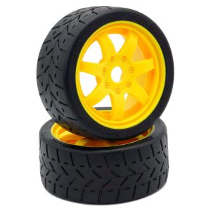 Powerhobby 1/8 Gripper 42/100 Belted Mounted Tires 17mm Yellow PHBPHT5101Y