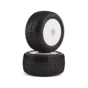 Pro-Line Hole Shot Tires Pre-Mounted on White Mini-T 2.0 Wheels – Front/Rear