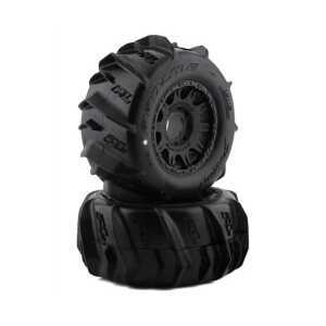 Pro-Line Dumont 3.8 Paddle Pre-Mounted on Raid Black 17mm Wheels – Front/Rear