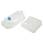 Transparent RC car body shell and battery compartment cover for remote control car customization.