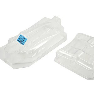 Transparent RC car body shell and battery compartment cover for remote control car customization.