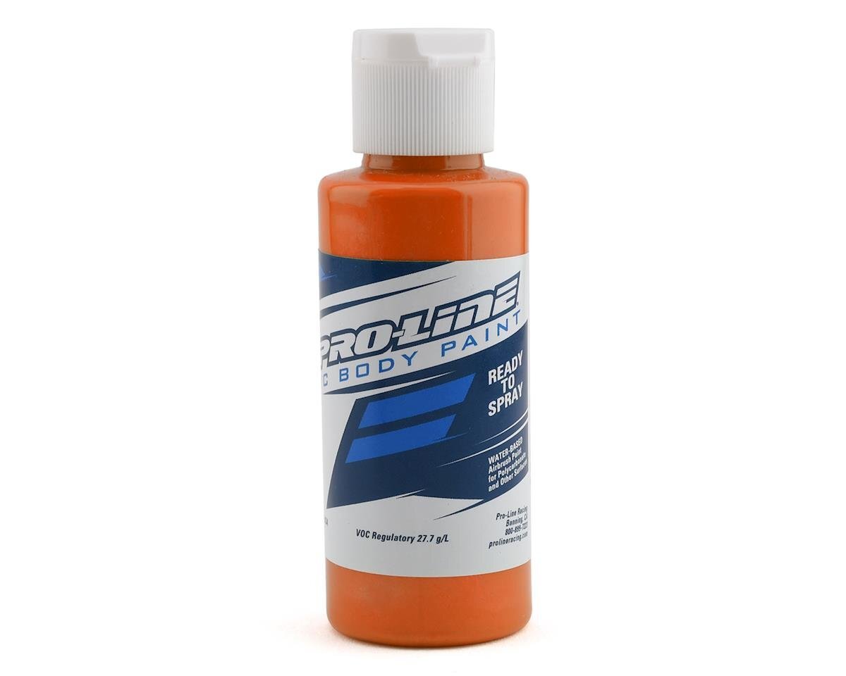 RC Car Paint Bottle for Custom Bodywork. A vibrant orange RC car paint bottle perfect for hobbyists and RC racers for fast and easy spray applications.