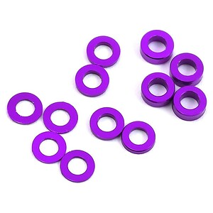 ProTek RC Aluminum Ball Stud Washer Set (12) 0.5mm, 1.0mm & 2.0mm Purple PTK-8374