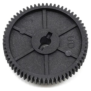 Durable black plastic RC gear with precise gear teeth for remote control cars.