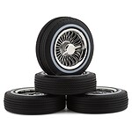 Redcat Whitewall Low Pro Tires and Wheels w/ Knock offs & Wheel nuts (Chrome)(Not Glued) (1Set) RER13882
