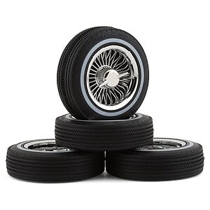 Redcat Whitewall Low Pro Tires and Wheels w/ Knock offs & Wheel nuts (Chrome)(Not Glued) (1Set) RER13882