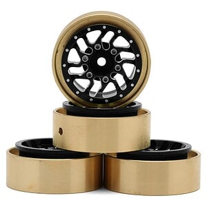 Samix Aluminum/Brass 1.0" Beadlock Wheel Set for Traxxas® TRX-4M™ w/7mm Hex Silver SAMTRX4M-6671-BK