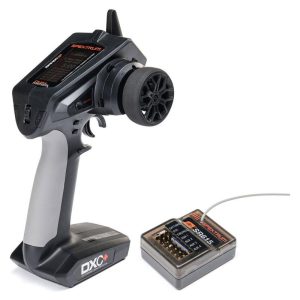 Radio-controlled car transmitter with receiver for RC cars, suitable for hobby enthusiasts.