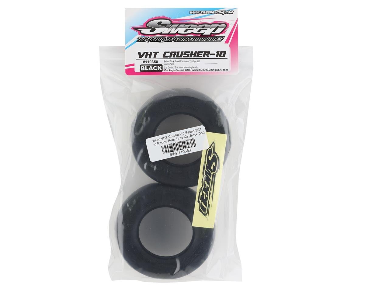 Sweep VHT Crusher-10 Belted SCT Drag Racing Rear Tires (2) (Black Dot) SWP110350