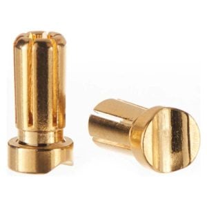 Gold RC car wheel axles for durable racing performance.